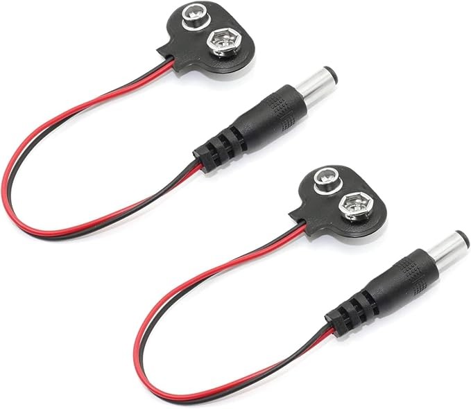 2 Pack 9V Battery Clip to DC 2.1mm Plug for Arduino