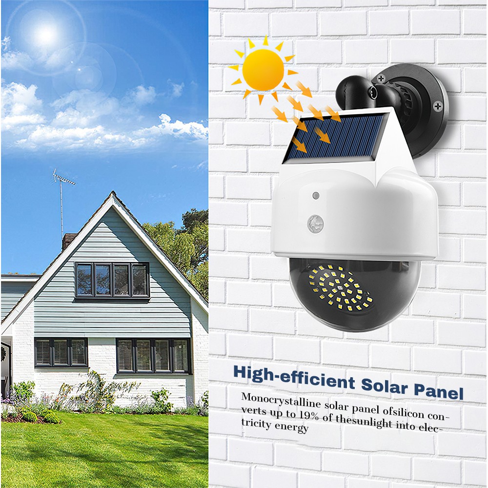 Solar Power Dummy Security Camera Fake Waterproof LED Light Surveillance Outdoor