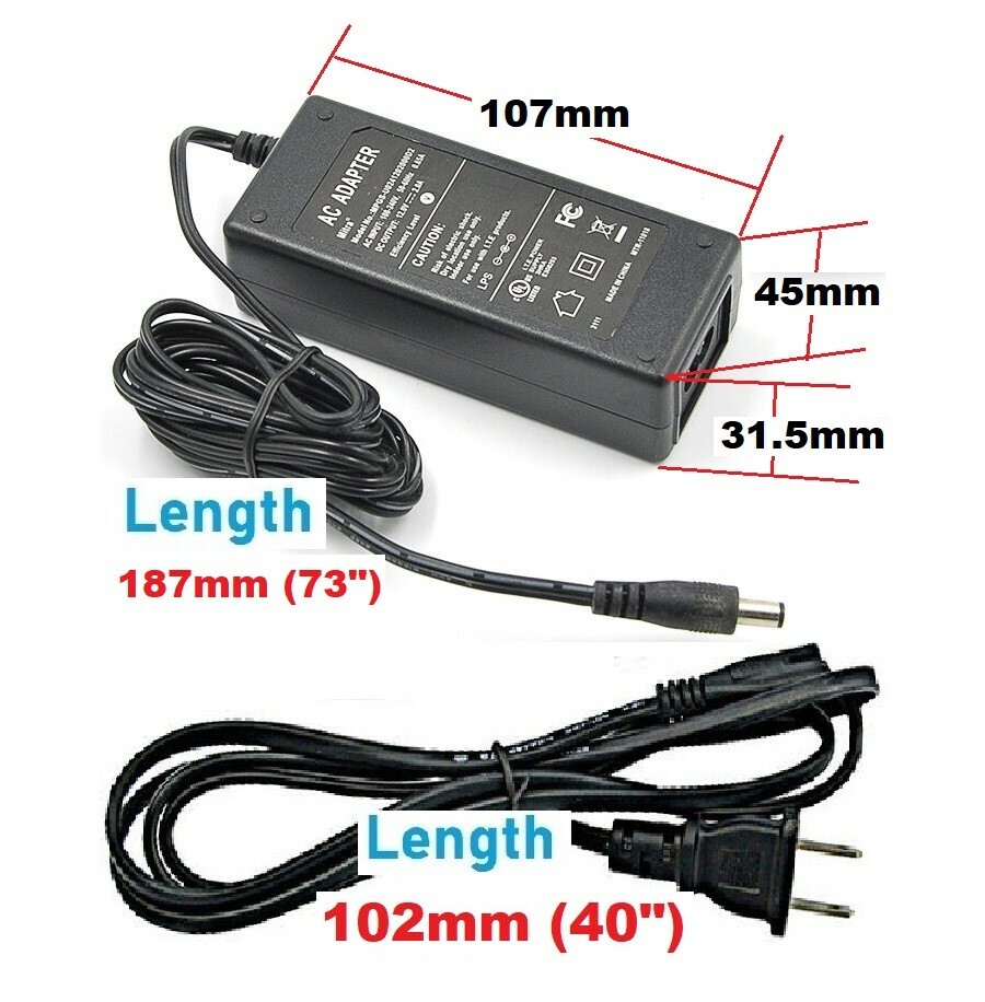 12V 2A 24W UL certified AC / DC Adapter Power Supply US Plug 2.5 x 5.5mm Tip