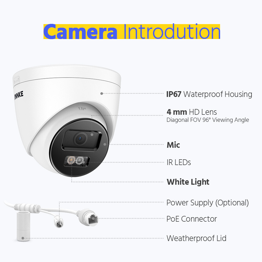 ANNKE 4K POE Security Camera System Color Night 12MP 8CH NVR Audio Recording AI
