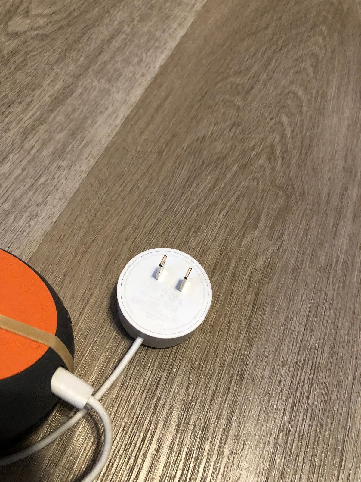 Google Home Mini 1st Gen Model H0A Black & Orange, w/ Power Cord