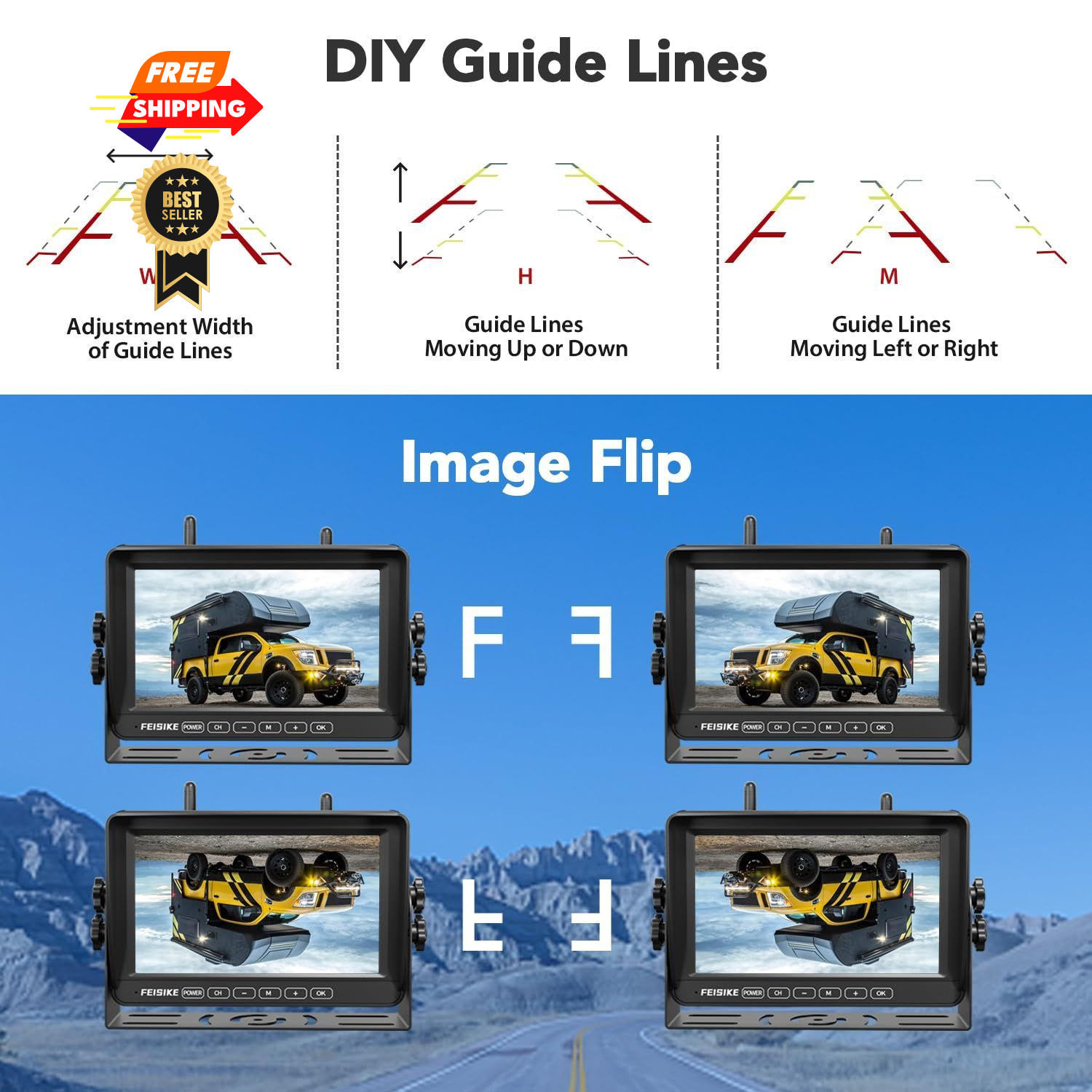 2 Wireless Backup Camera with 7″ 1080p Monitor, RV 7 in – Dual