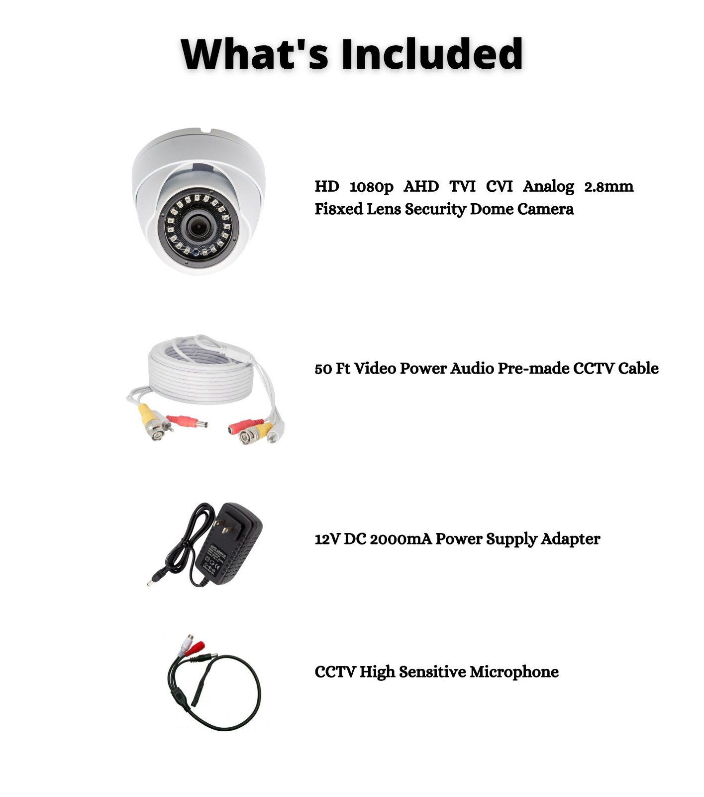 1080P HD Dome Camera with CCTV Microphone Video and Audio Surveillance