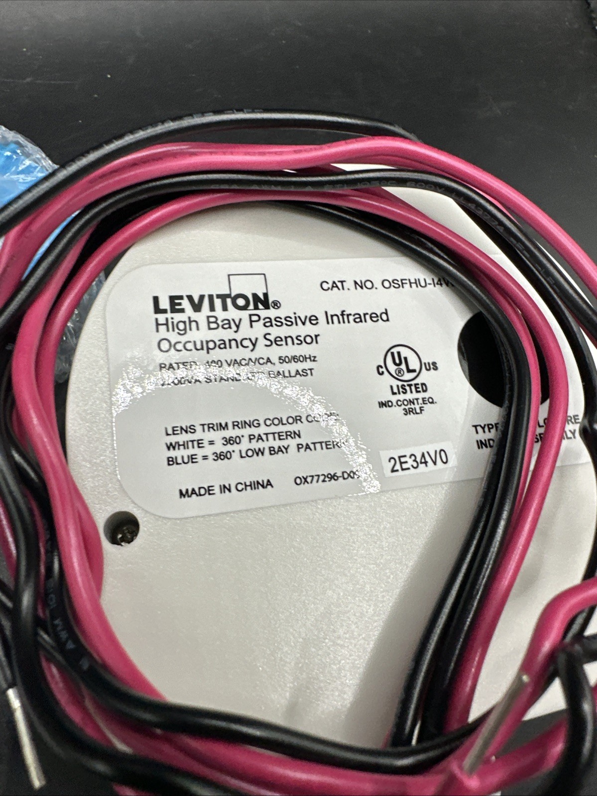 Leviton Occupancy Sensor, Fixture Mount, PIR, High Bay, 2 Interchangeable Lenses