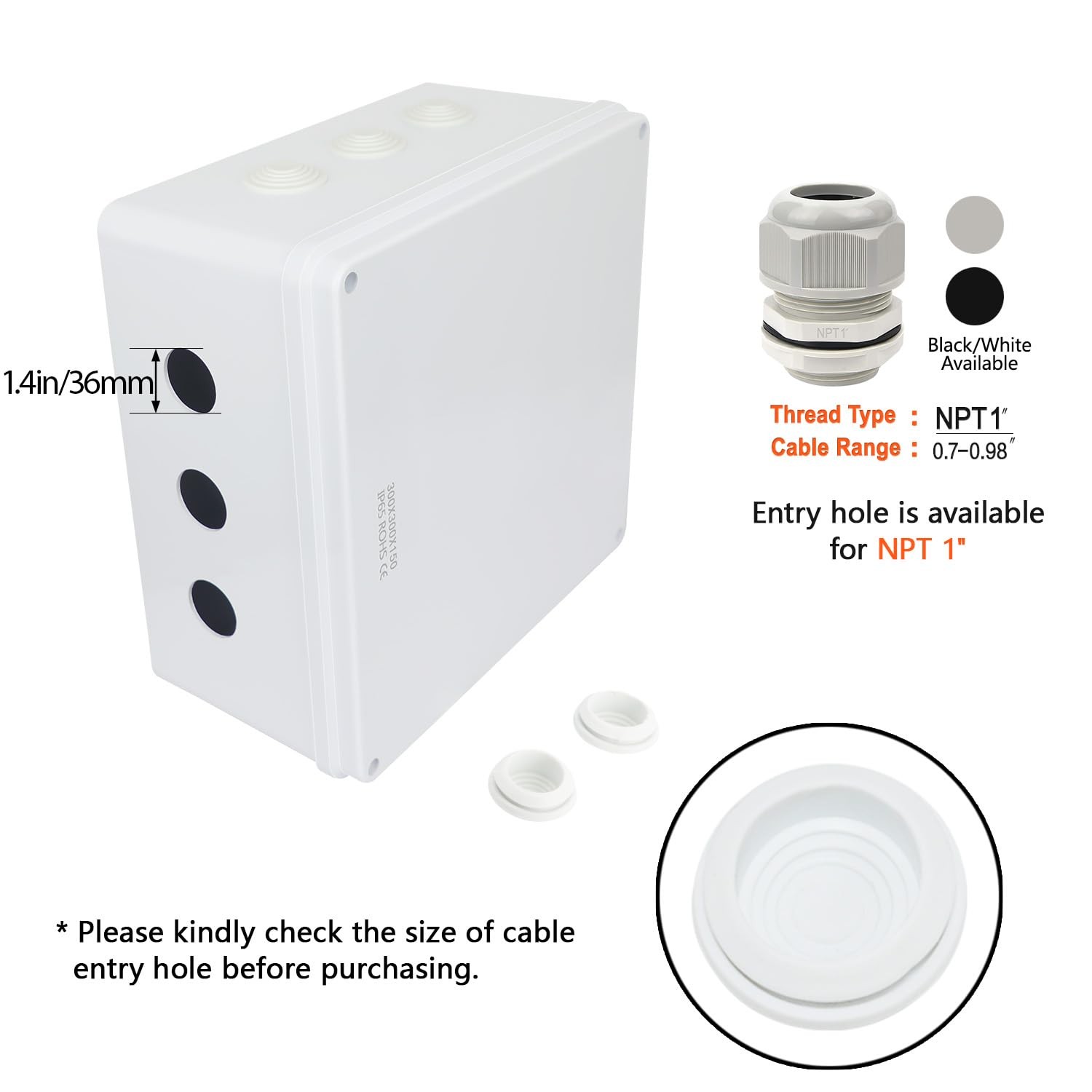 LeMotech Junction Box, ABS Plastic IP65 11.8″ x x 5.9″ (1pc), White