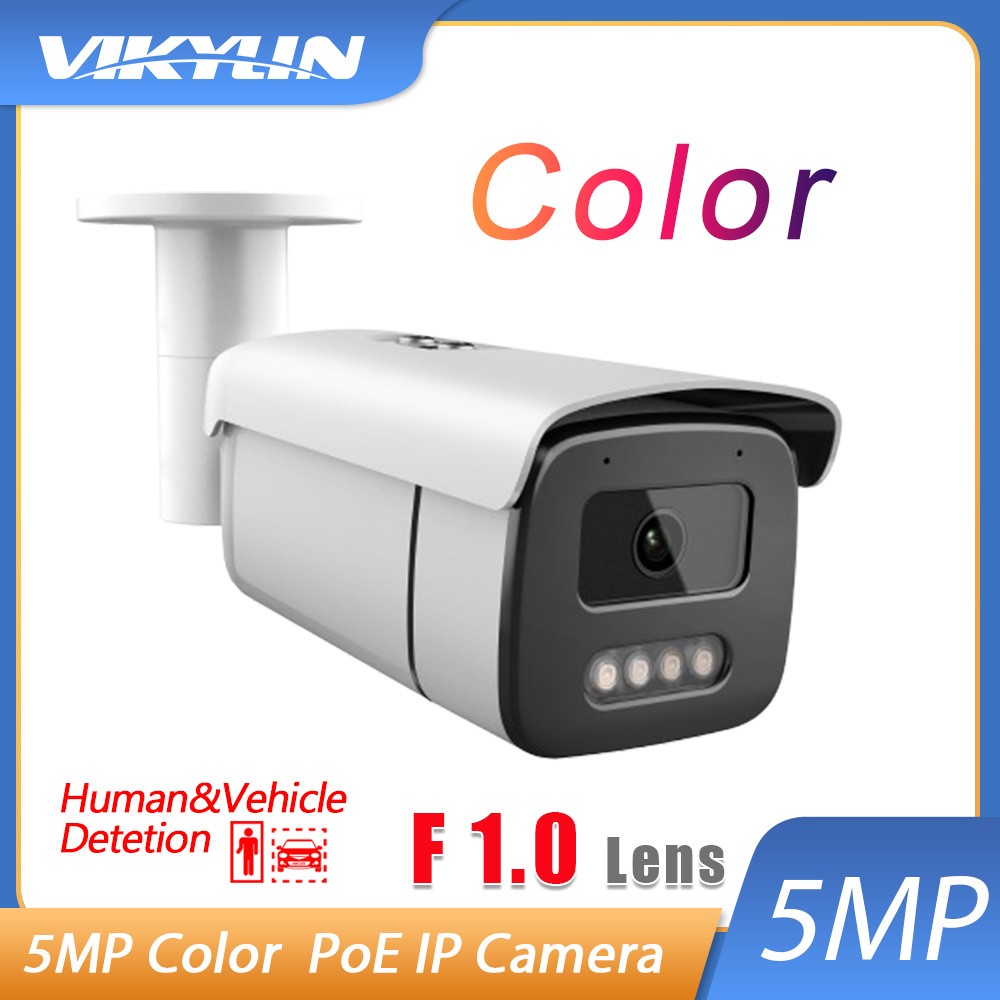 US Vikylin 5MP PoE CCTV IP Camera MIC Outdoor Color Night Vision Bullet Security