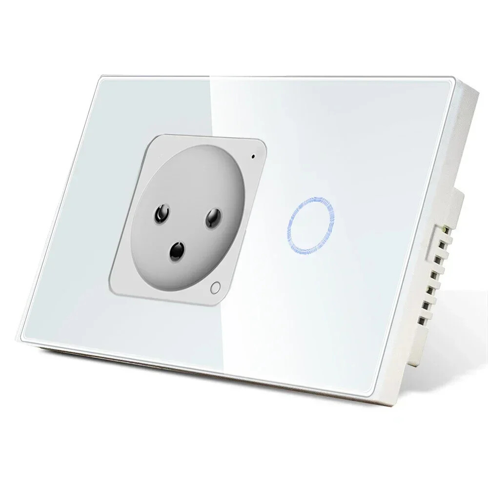 Tuya Wifi Smart Light Switch Plug Electrical Outlet Israel Wall Socket Touch Gla