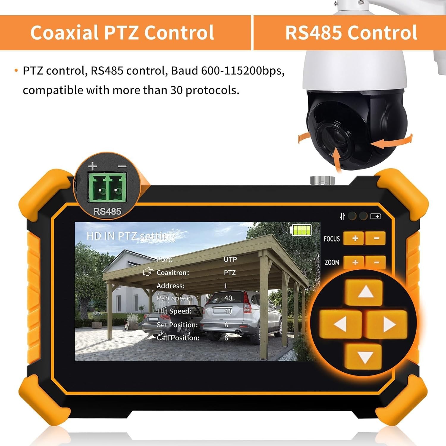 4.3 Inch CCTV Camera Tester 4K 8MP TVI CVI AHD CVBS PTZ RS485 Monitor