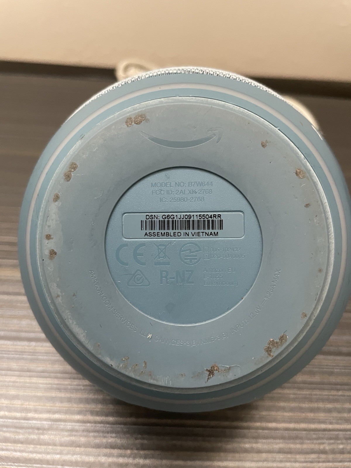 Amazon Echo Dot B7W644 Blue Gray 4th Generation Wireless Bluetooth Speaker -Read