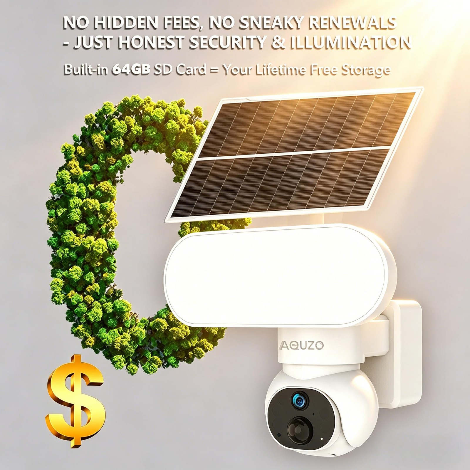 Solar Floodlight Camera with 1500LM Bright Lights-2K Wireless Outdoor Securit…