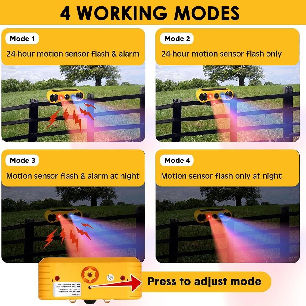 130db Solar Wireless Motion Sensor Alarm 13 Sound Detector Loud Noise Outdoor