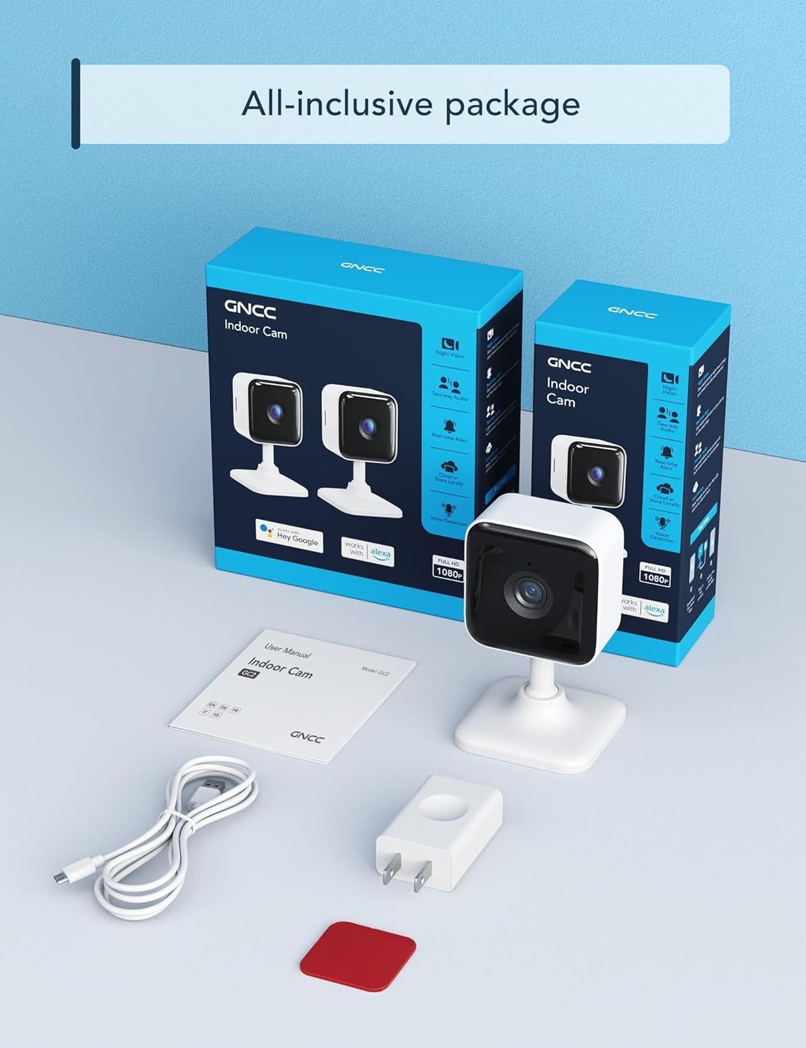 Compact 2K Dog Camera with 2-Way Audio & Night Vision – Easy Tape Installation
