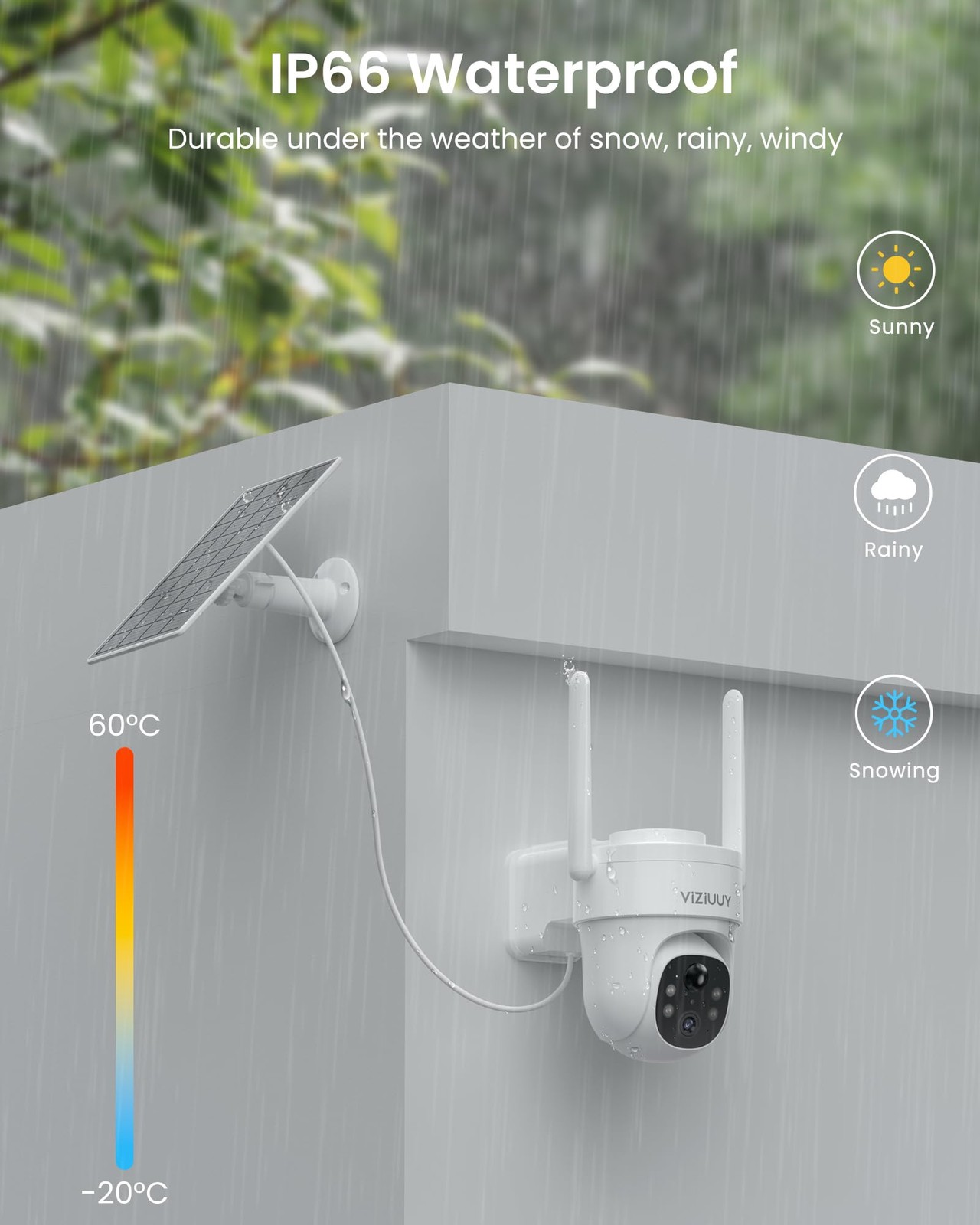 VIZIUUY 3MP Solar Security Cameras Wireless Outdoor, 3MP-1PK, White – Cam