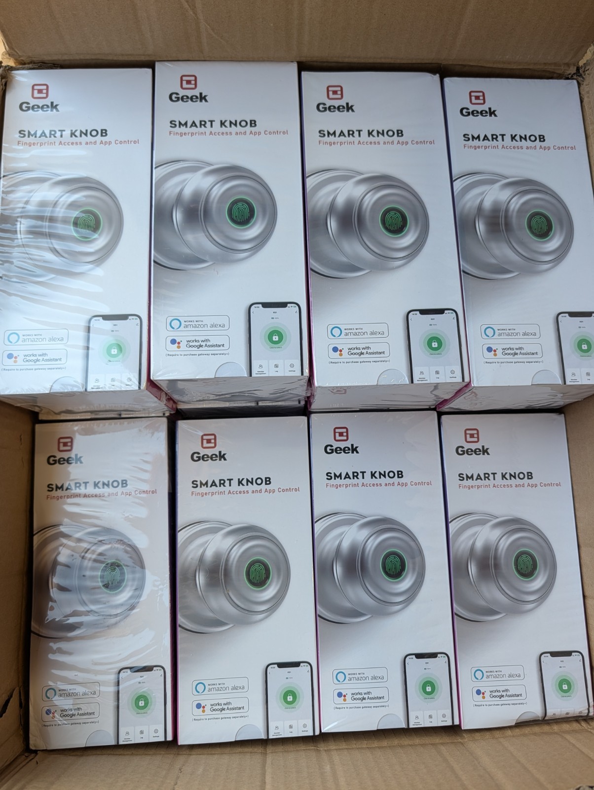 *LOT of 24* Geek Smart Door Knob Fingerprint Access and App Control K01-02 NEW