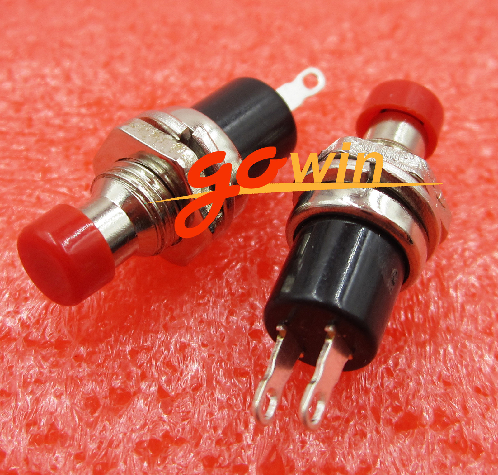 10PCS Red Lockless ON/OFF Push button Switch Press the reset switch PBS-110 DTEG