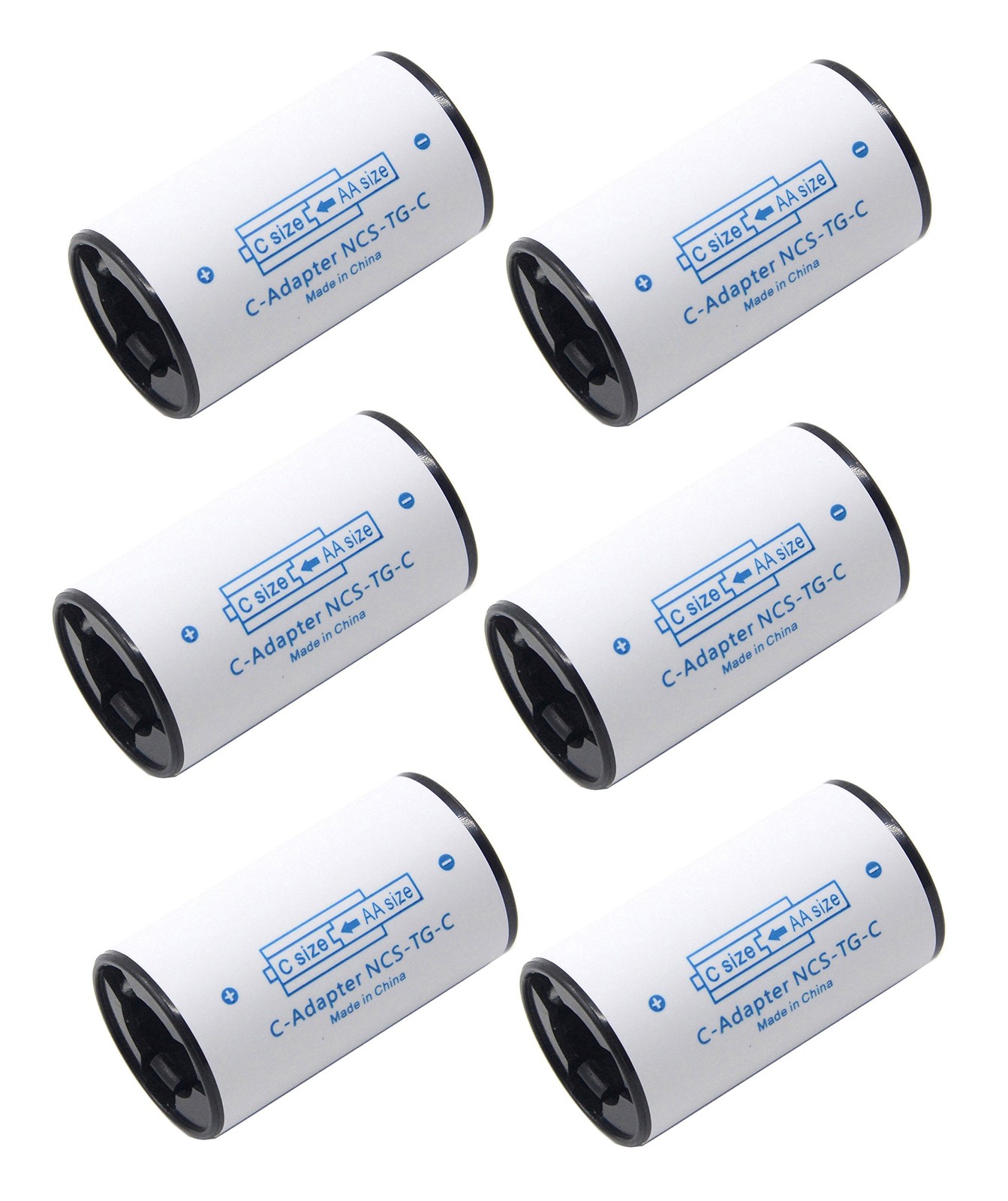 6 PCS C Size Battery Adapter AA To C Converter Spacer Case Shell Holder
