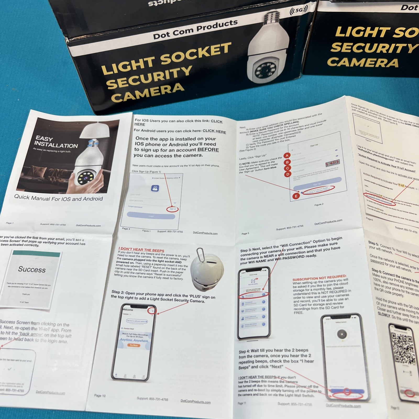 Lot of 3 Dot Com Light Socket 5G Security Camera Memory Cards Not Included New