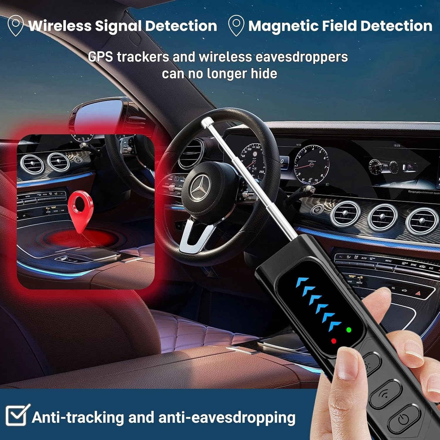 Travel-Friendly Hidden Camera Detector with Wireless Signal Detection Features