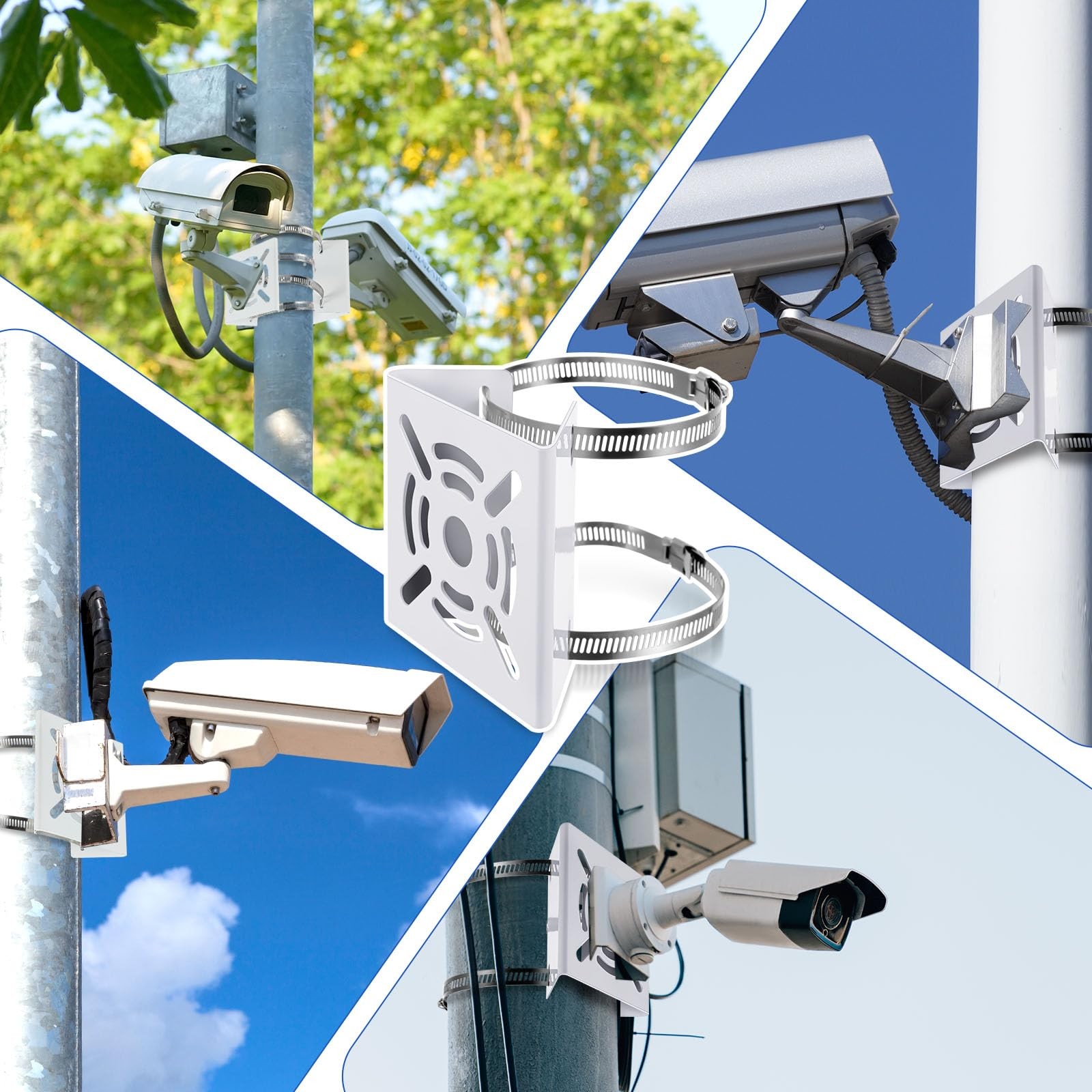 MorningRo 3 Pcs Universal Vertical Pole Mount for Security Camera Wall White