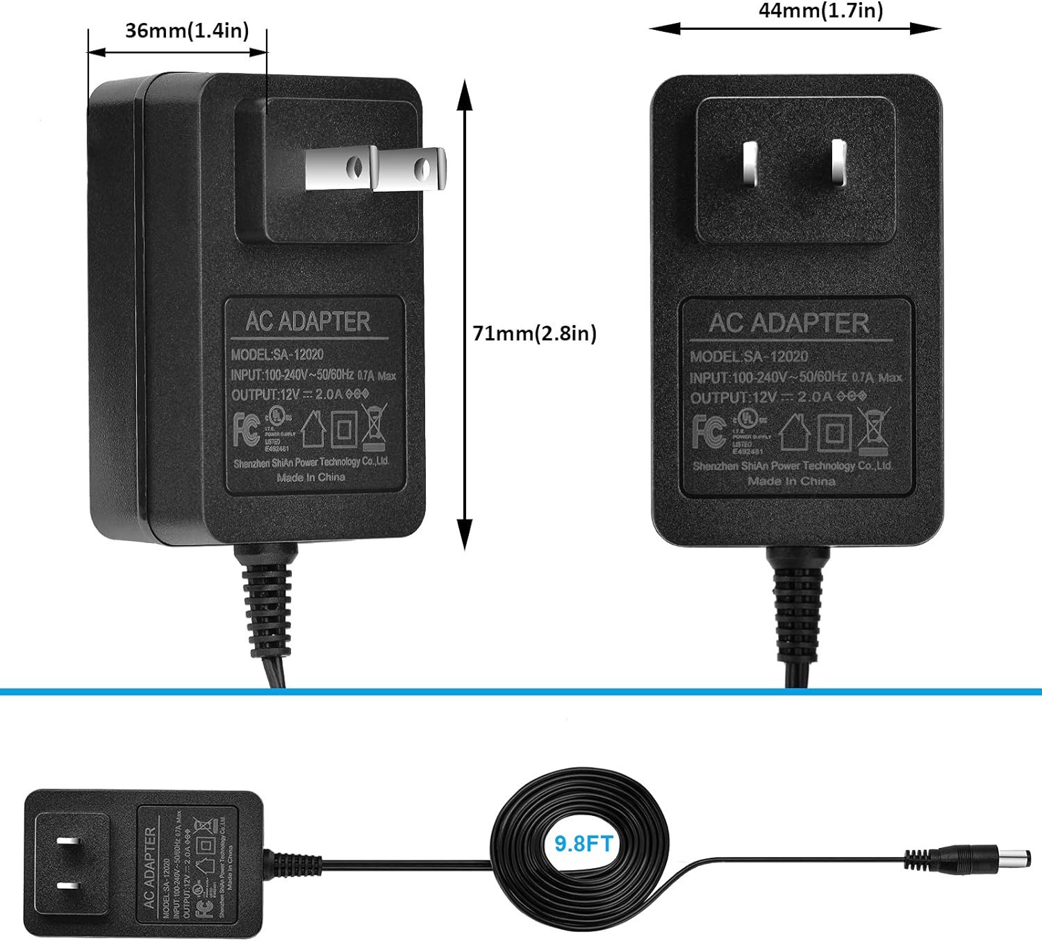 DC 12V 2A 2.0A 50/60Hz Switching Power Supply Adapter For 110V- 240V AC Free SH