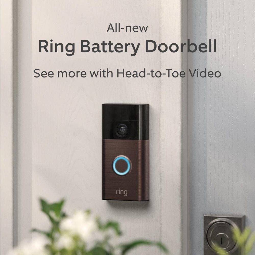 Ring Battery Doorbell Venetian Bronze with Floodlight Cam Wired Plus White