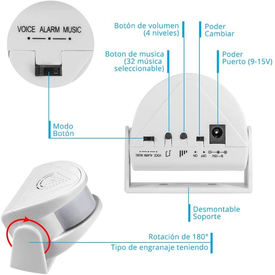 Loud Sound PIR Wireless Doorbell Cafe Customer Alert Household Safety Bell