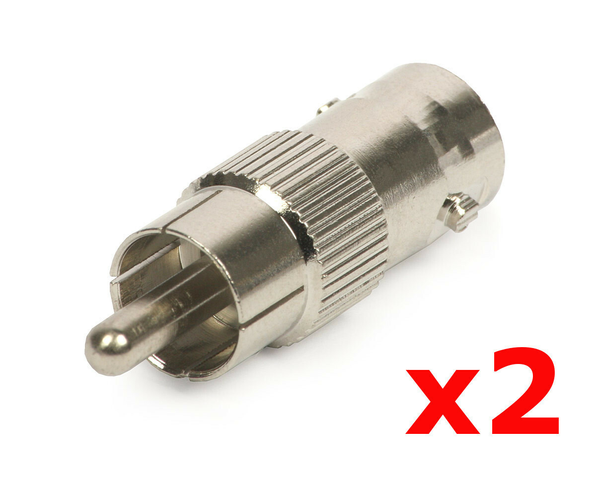 2 PACK Lot RCA Male Plug to BNC Female Jack Adapter Coax Connector Coupler CCTV