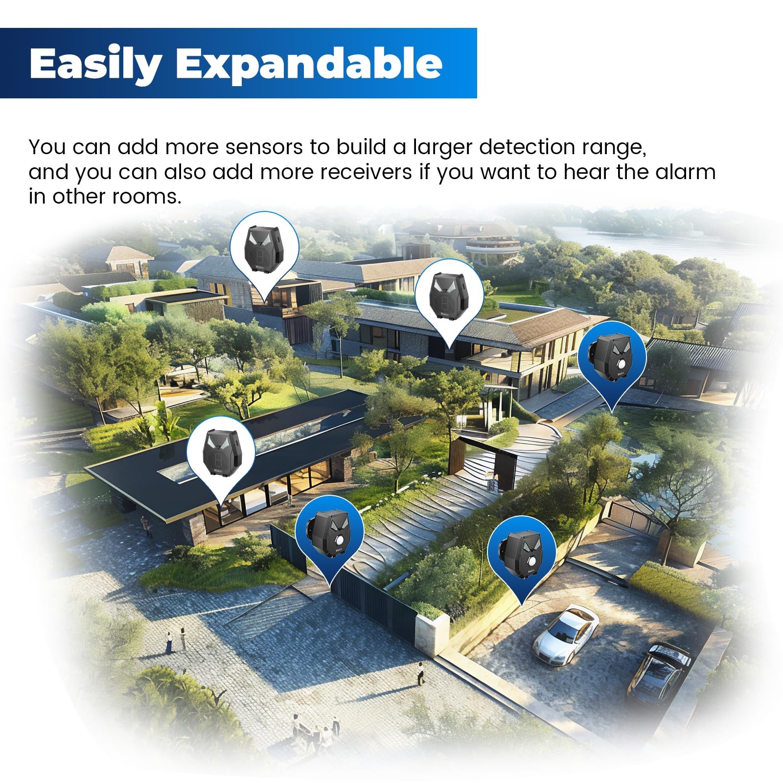Solar Driveway Alarm Wireless Outside Weatherproof 1/3 Mile Long Range, Outdo…