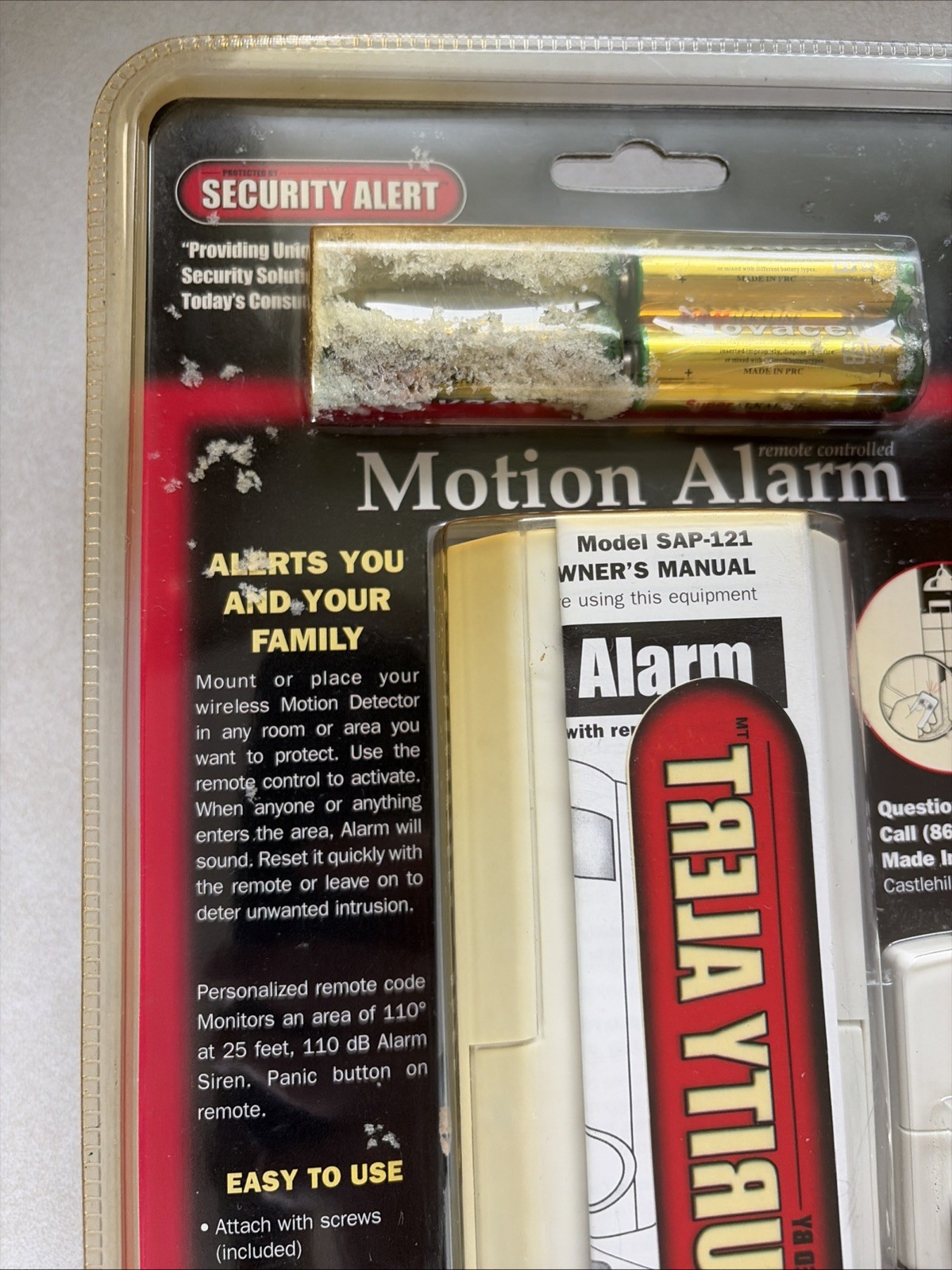 Security Alert System Motion Sensor Alarm Castlehill Products 110db W/Remote NIP