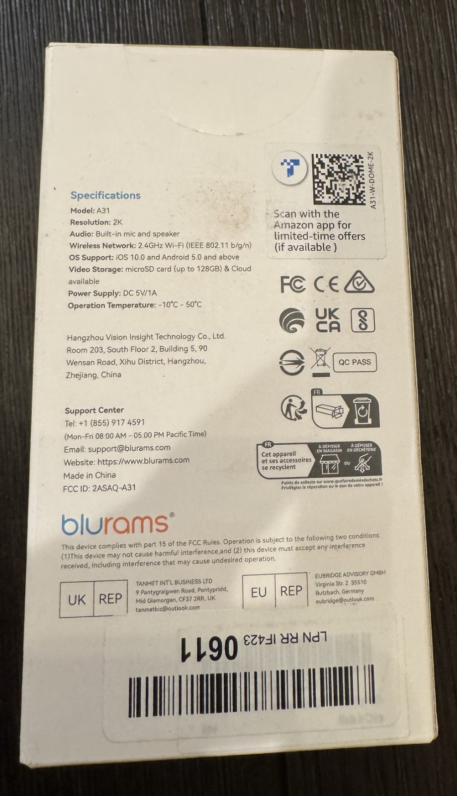 Blurams 2K Home Security Security Camera Works with Alexa & Google New