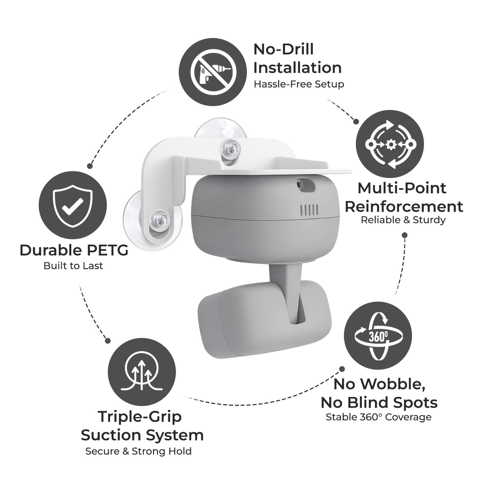 Suction Cup Window Mount for TAPO C216 Camera 2K Indoor/Outdoor Easy Relocation