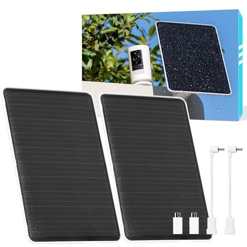 5V 8W Solar Panel for Security 2 Pack AOV USB-C & Micro_USB & DC 3.5mm*1.35mm