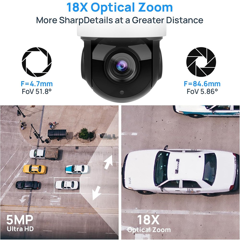 3PCS VIKYLIN 5MP 18X Zoom IR PTZ Security Camera Mic Speaker Human Auto Tracking