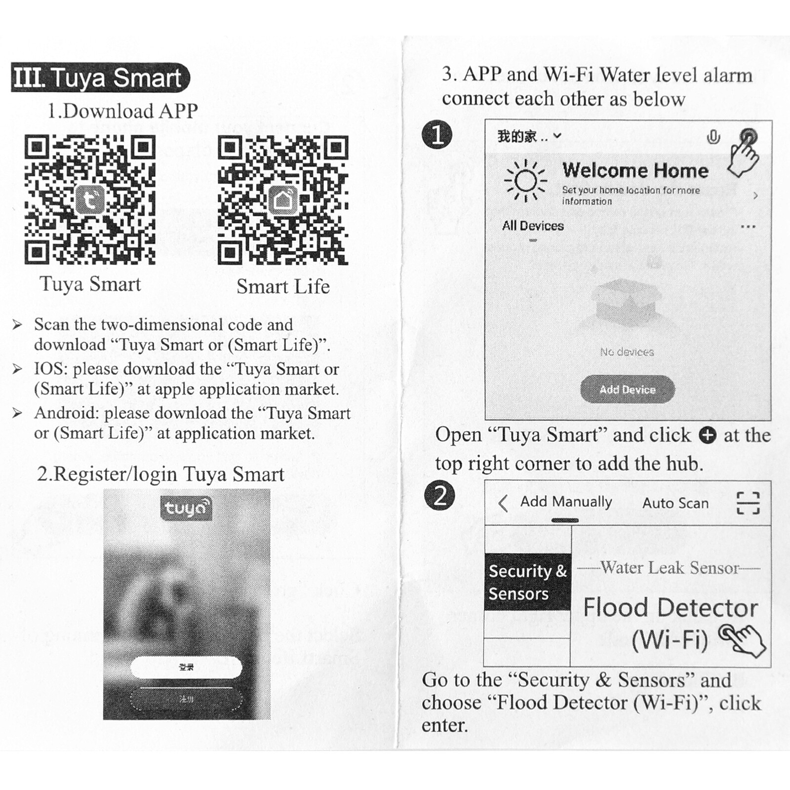 Smart WiFi Water Leak Sensor Flood Leakage Level Alarm Overflow Detector Alert