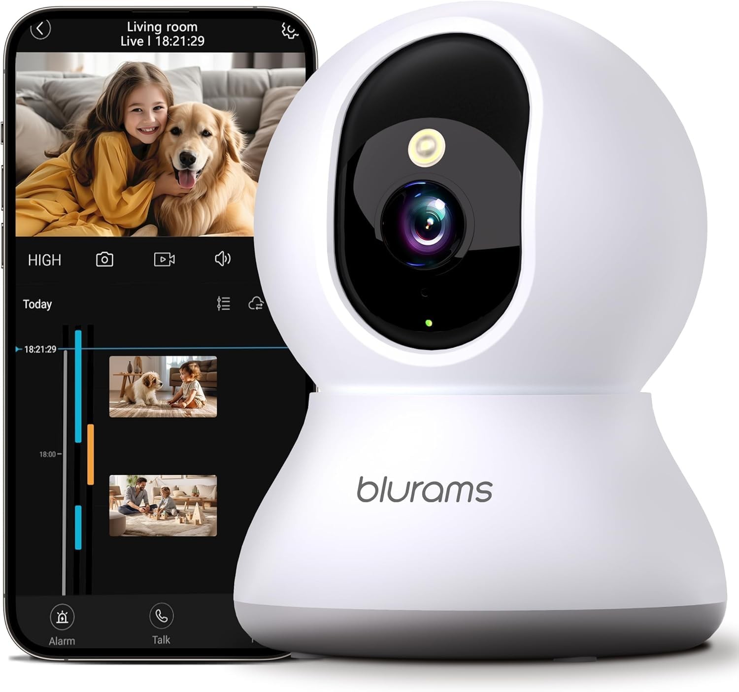 Security Camera 2K blurams Baby Monitor Dog Camera 360 degree for Home Security