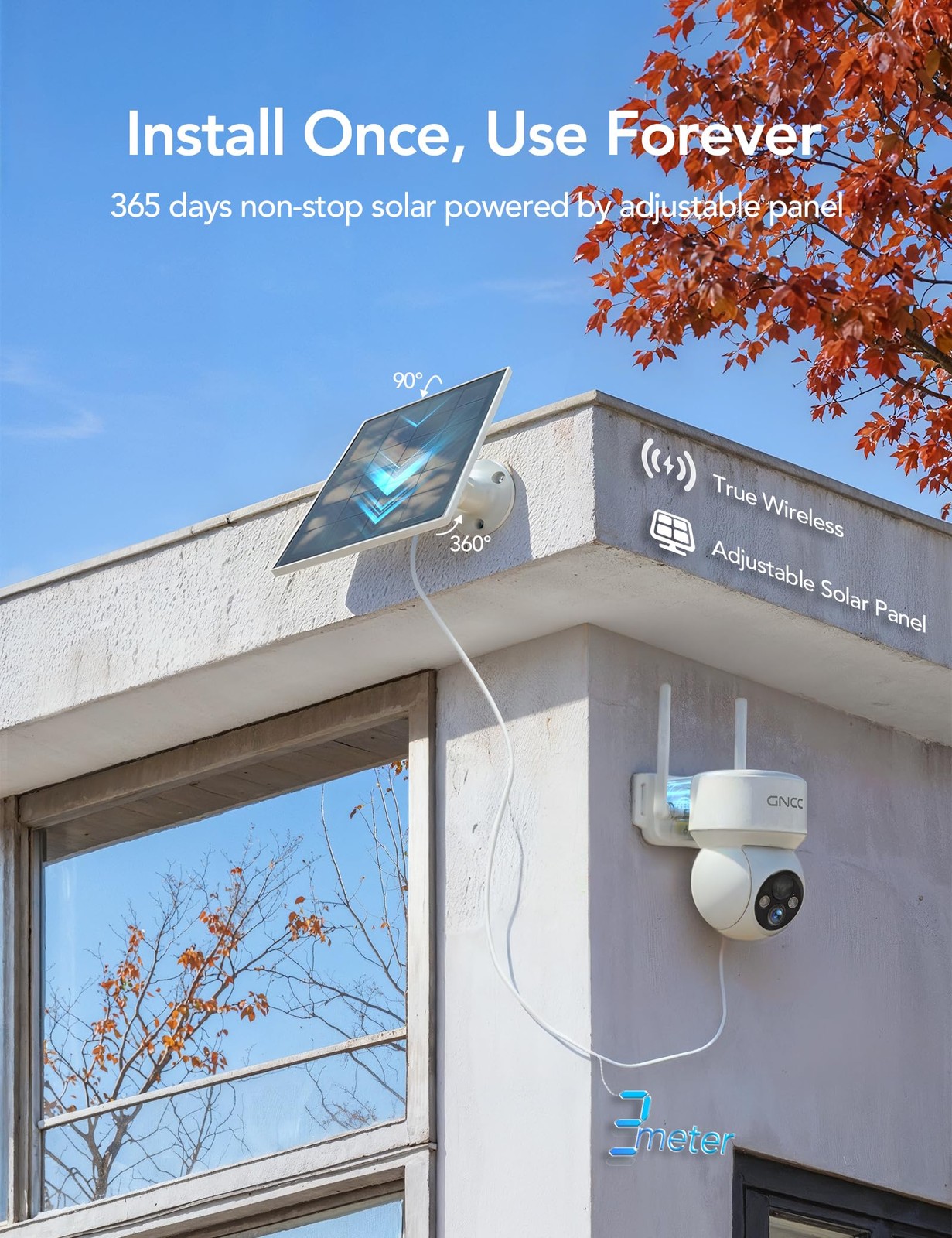 Solar Security Cameras Wireless Outdoor 2.4G WiFi, SD/Cloud Storage