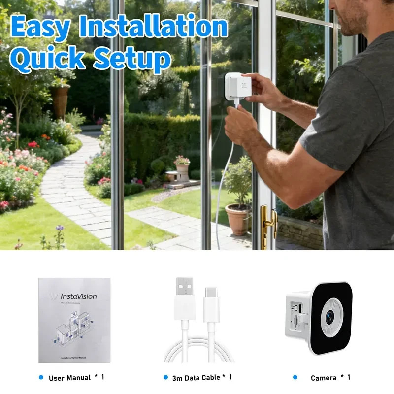 1080P HD Indoor Window Camera Night Vision Motion Alert App Audio No Monthly Fee