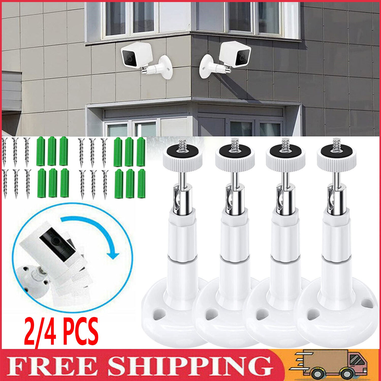 4PC 360° Adjustable Wall Mount for Arlo Pro 4/3/2, Arlo Ultra Eufy Cam 2C Camera