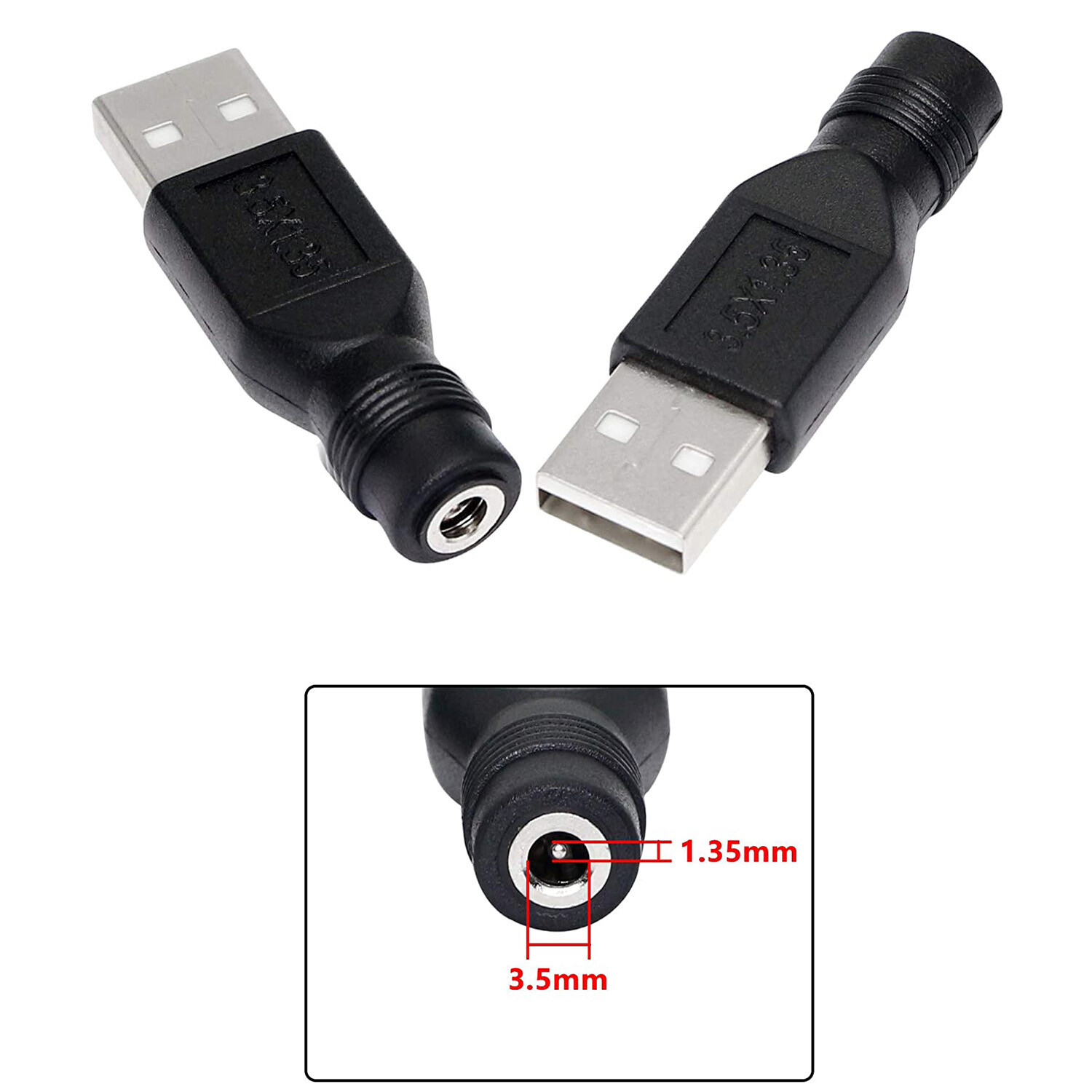USB A Male to DC 3.5mm x 1.35mm Female Connector Charge Power Adapter Charging