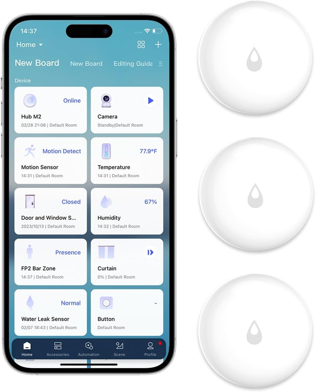 Water Leak Sensor 3 Pack Zigbee Wireless Water Detector for Alarm System Smart