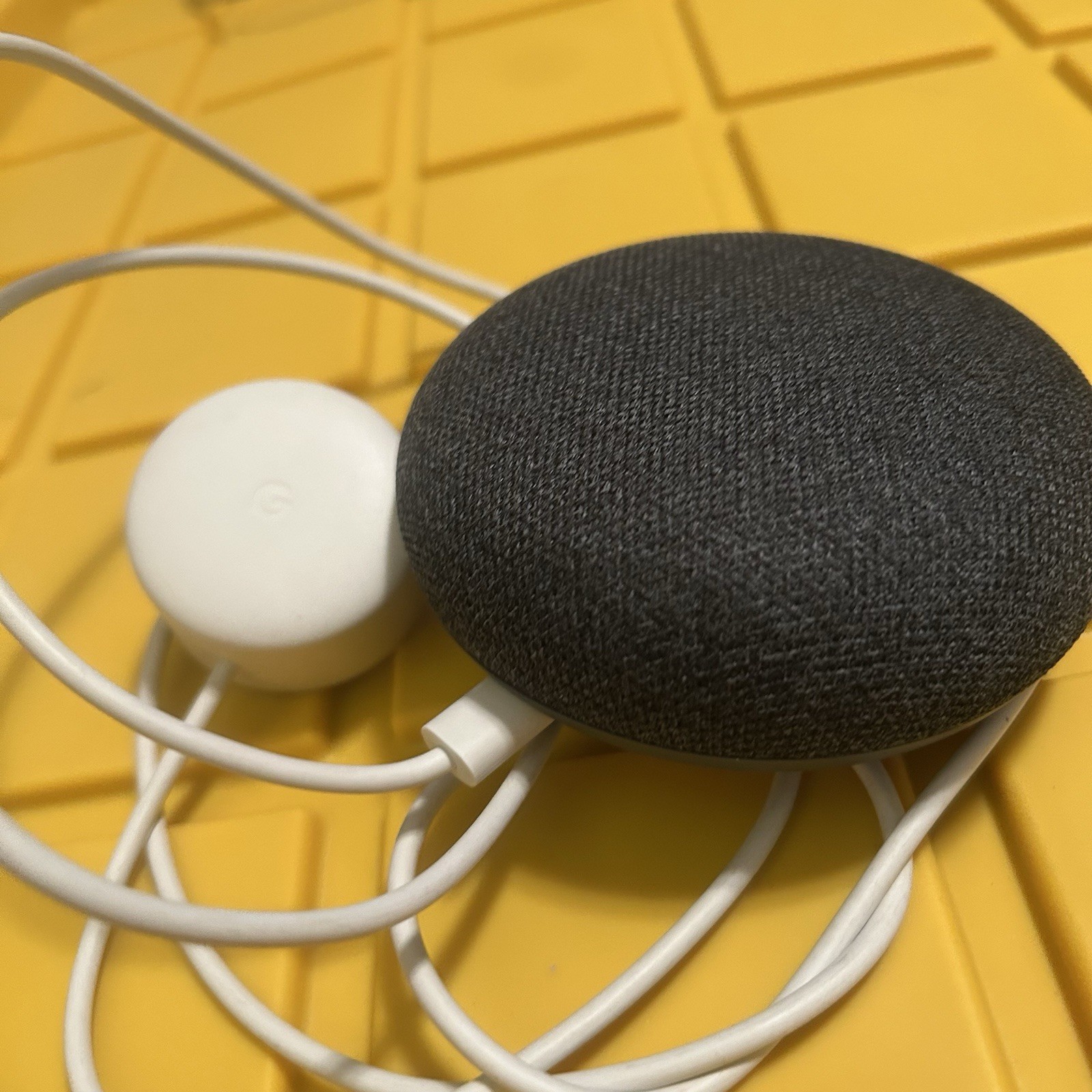 Google Home Mini Smart Speaker Gray/Orange Base, Voice Control, Wi‑Fi, Micro‑USB