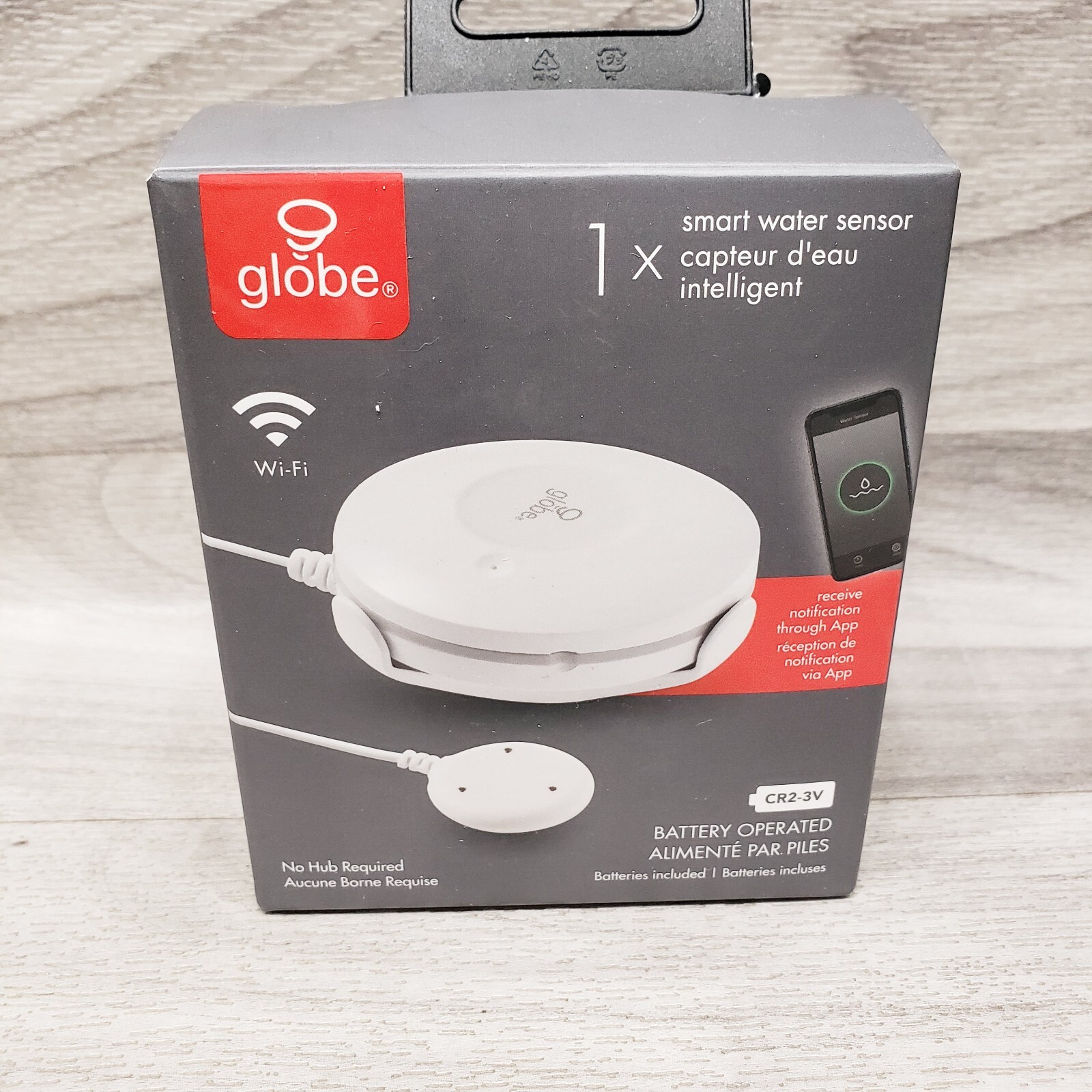 Globe Electric Wi-Fi Smart Water Leak Detector Sensor, No Hub Required, Battery