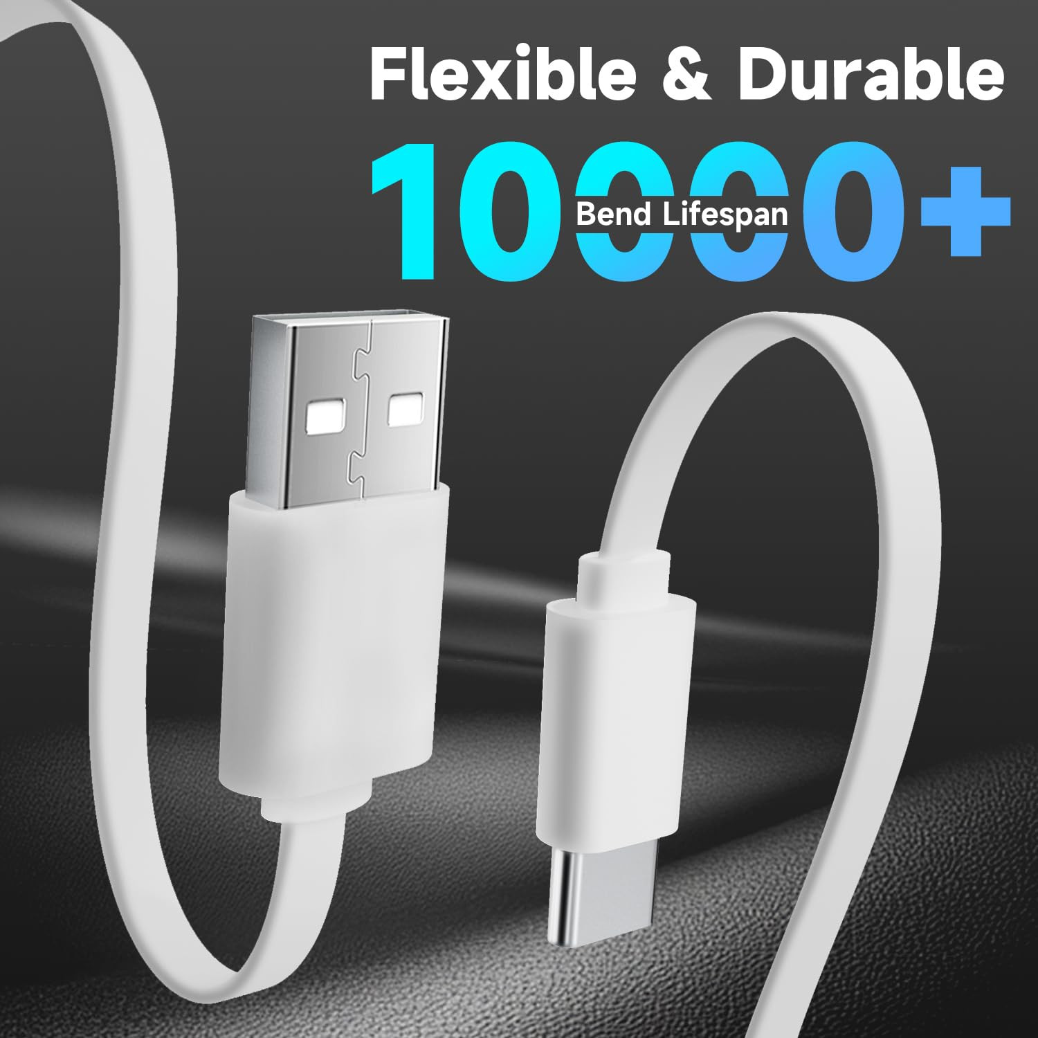 10FT/3M Flat Power Extension Cable for USB C Enabled Home Security Cameras or Ot