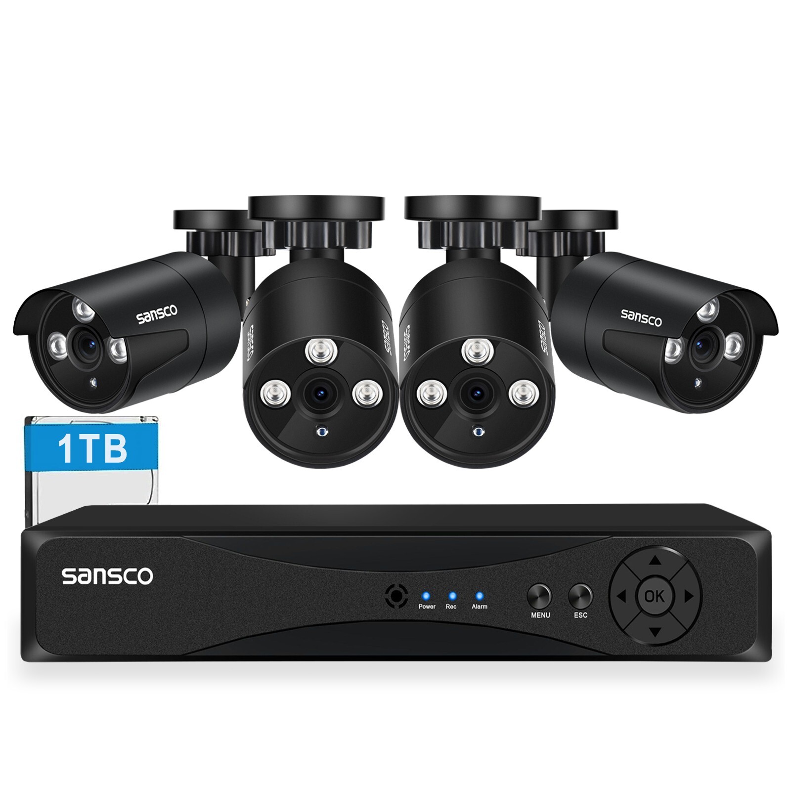 Sansco 8CH 5MP DVR Home Outdoor CCTV HD Security Camera System Kit