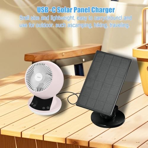 Solar Panel for Security CameraW Solar Charger with Micro USB & USB-C 2 Black
