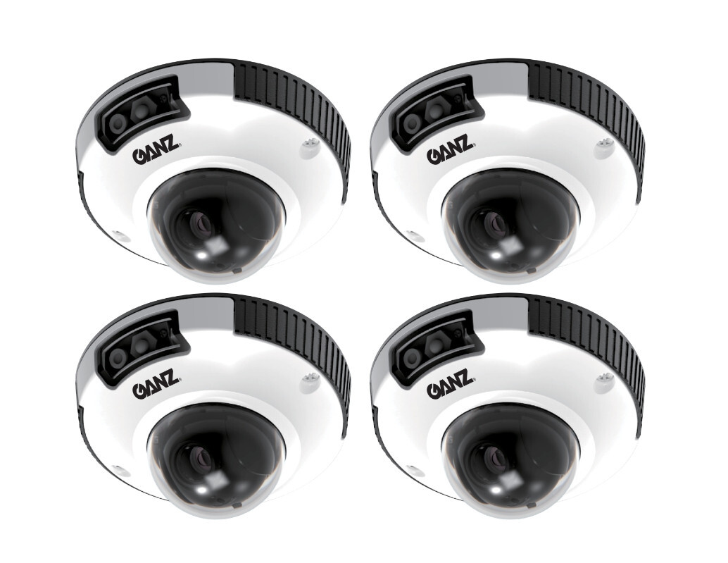 (4) Ganz ZN8-M4NTFN4L-4 HD 2 Megapixel Outdoor IR Mini Dome Camera 3.6mm Lens