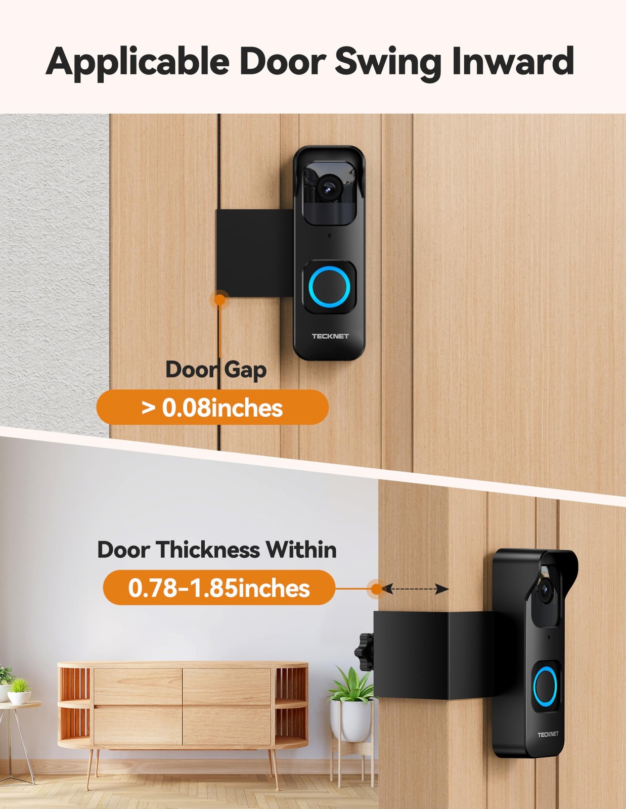Anti-Theft Blink 1st Gen Doorbell Mount Bracket 1.8*1.1*5.7 inches, Black