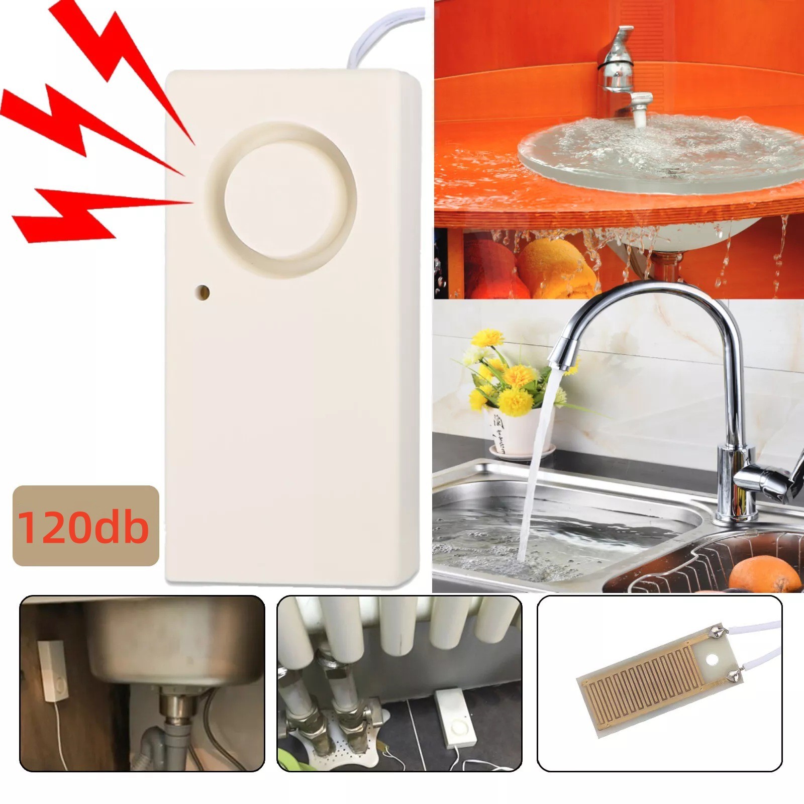 New Low-Cost Water Leak Alarm Flood Level Overflow Detector Sensor Security