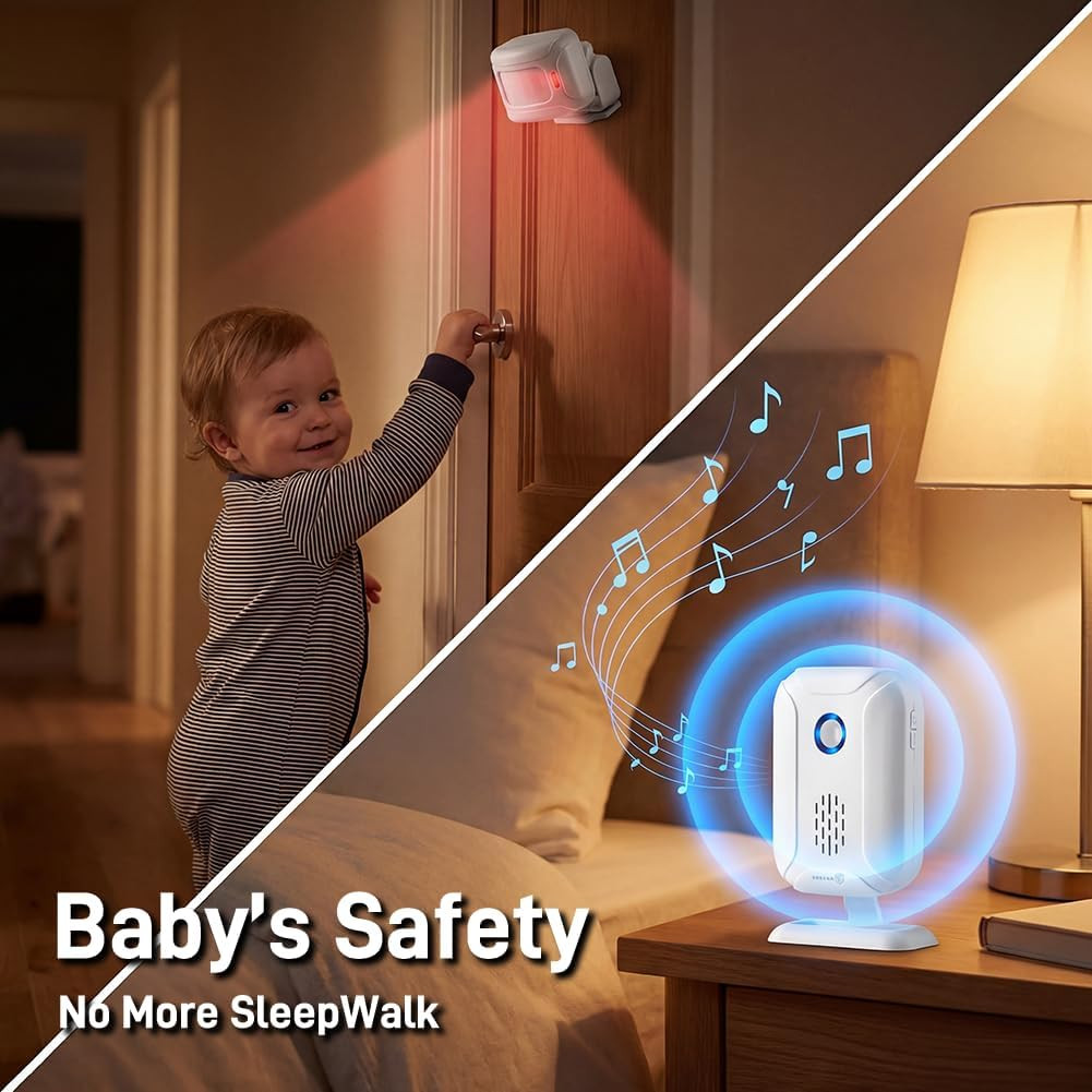 Motion Sensor Doorbell for Business, Bed Alarm for Elderly Dementia | Door Chime