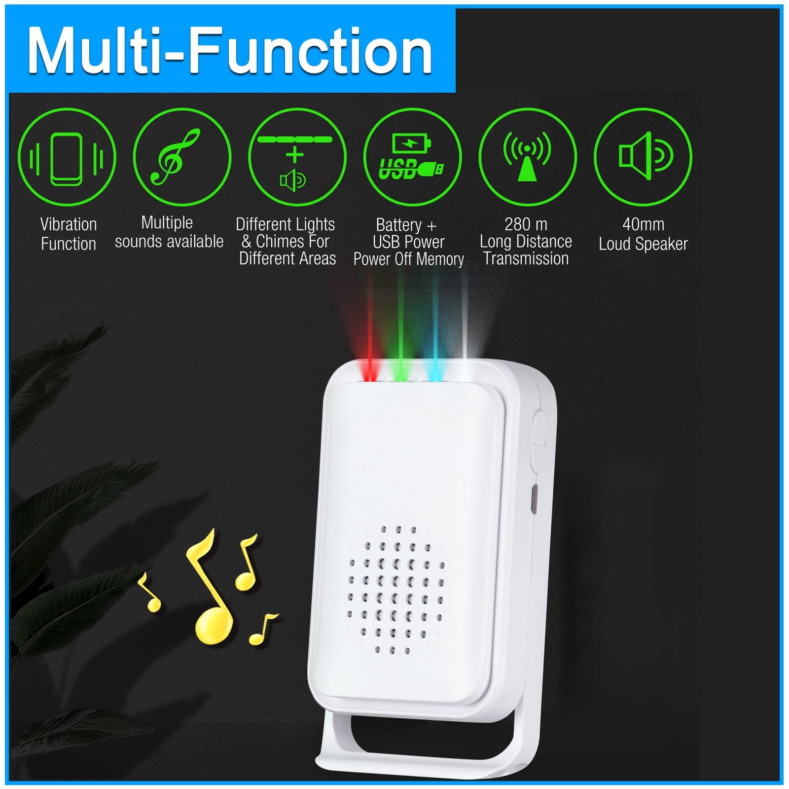 Wireless Motion Sensor Door Chime 918ft Range Indoor Alert – Business Entry Bell